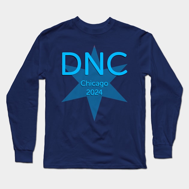 2024 Democratic National Convention Chicago All Blue Star Long Sleeve T-Shirt by GdotArroyo